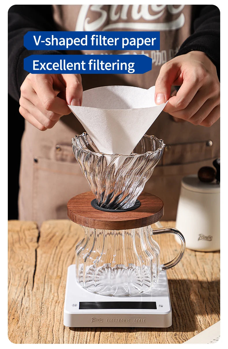 Bincoo 500ml Pour Over Coffee Maker Set Glass Carafe Coffee with Glass Coffee Filter Drip Coffee Maker Set for Home or Office