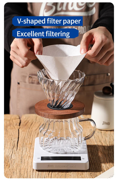 Bincoo 500ml Pour Over Coffee Maker Set Glass Carafe Coffee with Glass Coffee Filter Drip Coffee Maker Set for Home or Office