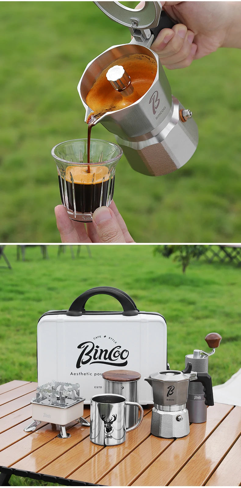 Bincoo Three Valve 316 Stainless Steel Mocha Pot Pressure Concentrating Extraction Coffee Pot Home Professional Barista Kit