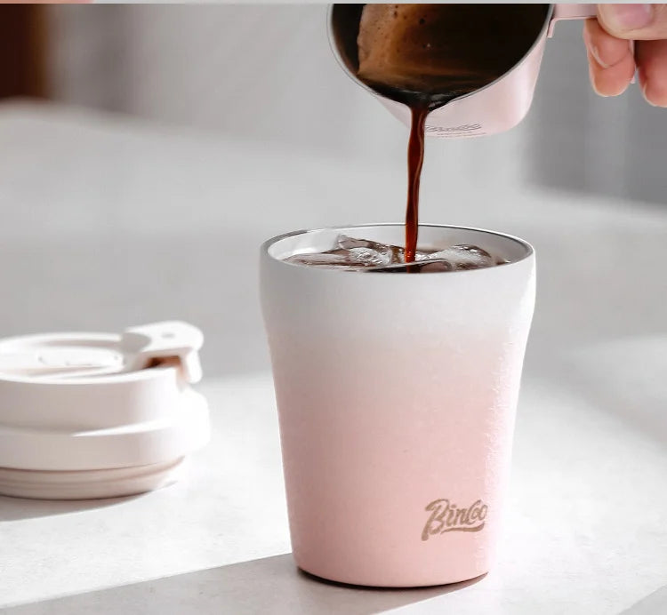 Coffee Insulated Cup 280ML Outdoor Portable Ice Cup Travel Coffee Mug Spill Proof With Lid Car Direct Drinking Thermos Cup