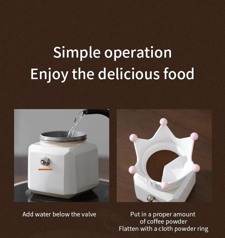 BINCOO Double Valve Moka Pot Square Coffee Pot Espresso Pot Coffee Extraction Maker Set for Home and Outdoor Electric Stove 220v