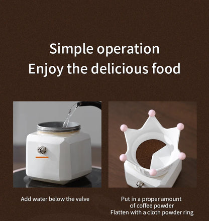 BINCOO Double Valve Moka Pot Square Coffee Pot Espresso Pot Coffee Extraction Maker Set for Home and Outdoor Electric Stove 220v