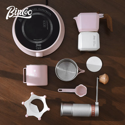 BINCOO Double Valve Moka Pot Square Coffee Pot Espresso Pot Coffee Extraction Maker Set for Home and Outdoor Electric Stove 220v