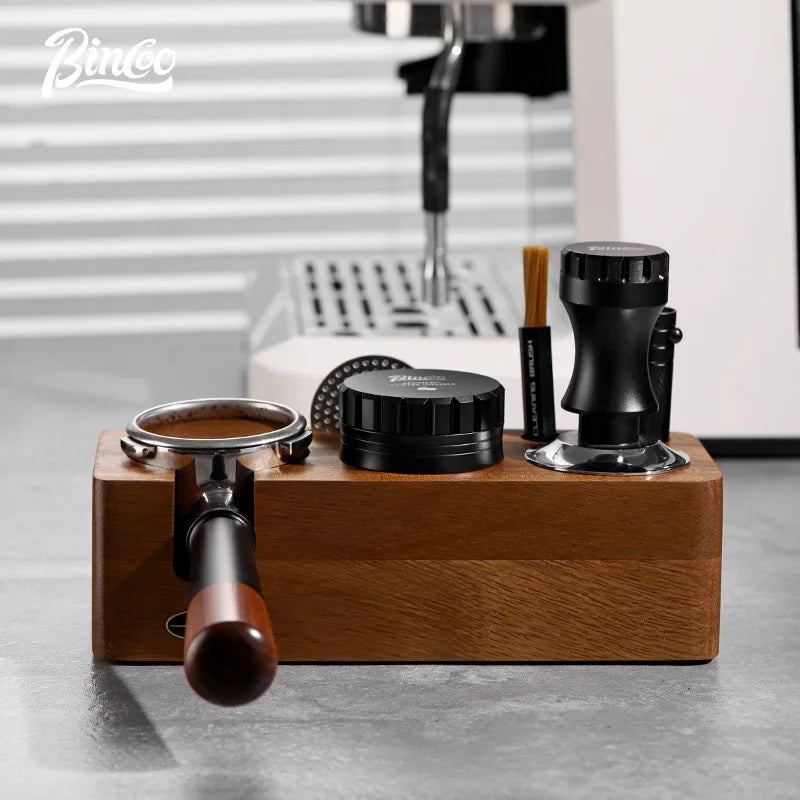 Bincoo-Walnut Coffee Press Base, Powder Distributor Set, Italian Handle, Universal Appliance Tool, Storage Base, 51mm, 58mm