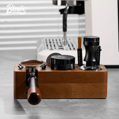 Bincoo-Walnut Coffee Press Base, Powder Distributor Set, Italian Handle, Universal Appliance Tool, Storage Base, 51mm, 58mm