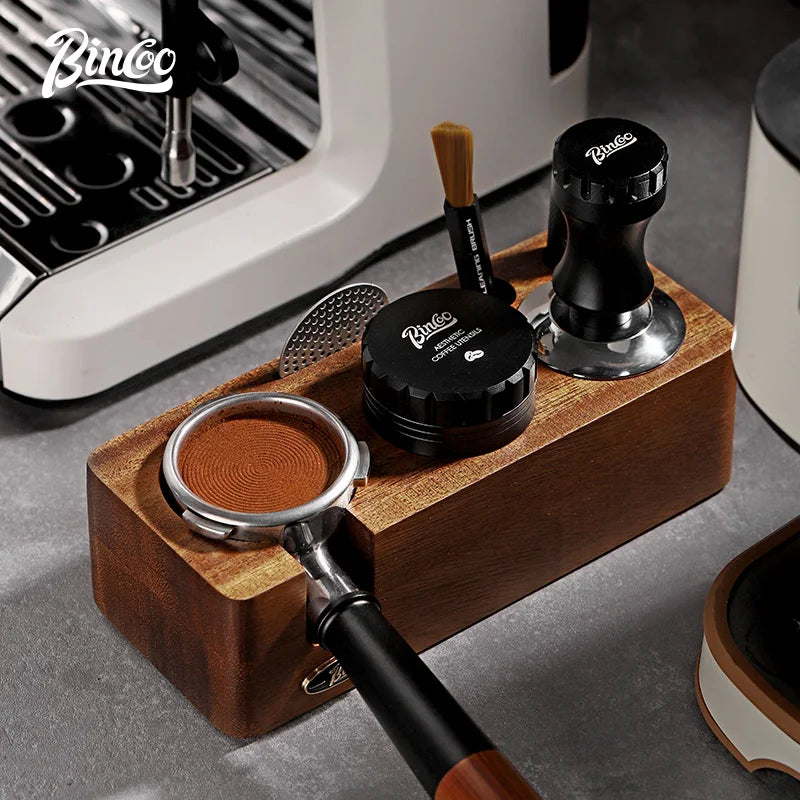 Bincoo-Walnut Coffee Press Base, Powder Distributor Set, Italian Handle, Universal Appliance Tool, Storage Base, 51mm, 58mm