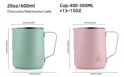 Bincoo Pointed Spout Milk Frothing Pitcher, 350ml/600ml Stainless Steel Latte Art Cup, Professional Coffee Steaming Jug