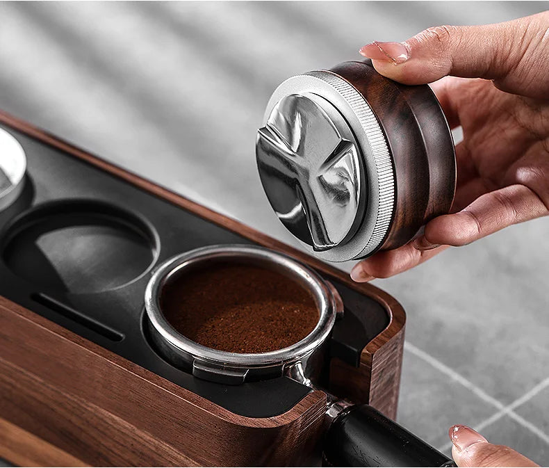 BINCOO 51/58mm 30Ib Constant Pressure Coffee Tamper & Distributor with Tamping Base Espresso Tamper Set Home Barista Accessories