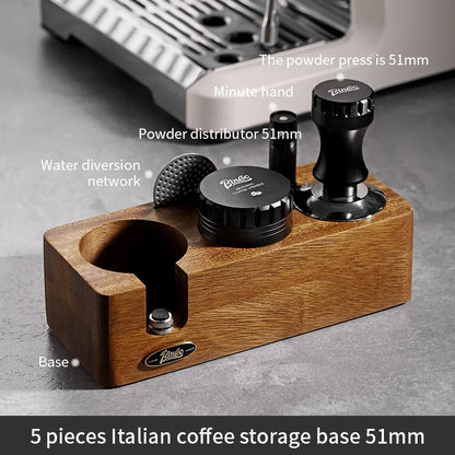 Bincoo-Walnut Coffee Press Base, Powder Distributor Set, Italian Handle, Universal Appliance Tool, Storage Base, 51mm, 58mm