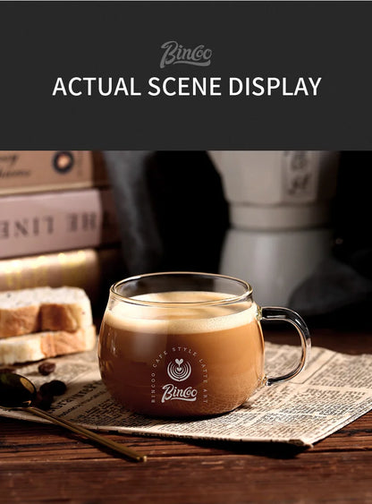 Bincoo 280ml Heat Resistant High Borosilicate Glass Mug Coffee Cup with Handle Office Tea Milk Water Cup Clear Cups Espresso mug