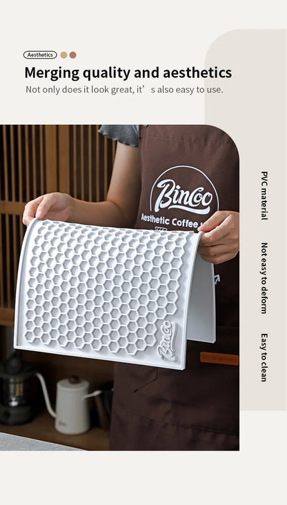 Bincoo 45x30cm Coffee Pressed Powder Mat Drain Mat Bar Mat Non-slip Tabletop Protective Mat Coffee Workbench Supporting Tools