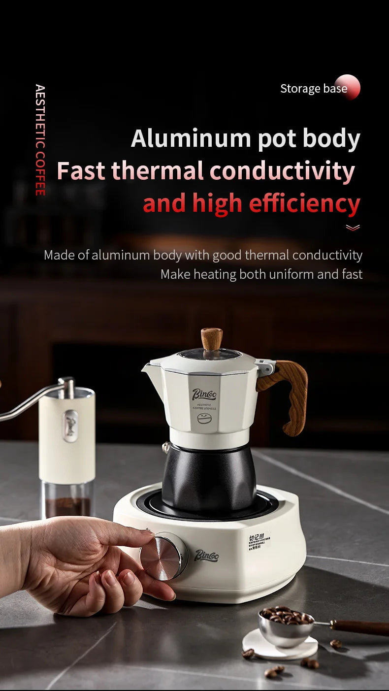 Bincoo Dual Valve Moka Pot Set , Espresso Coffee Maker, Portable Home Machine, Outdoor Use