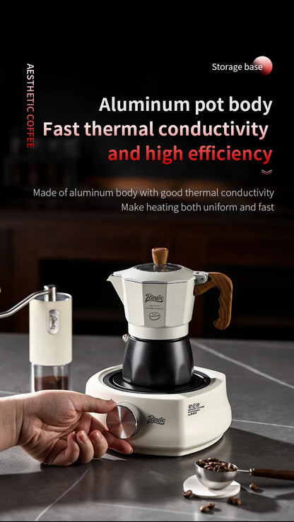 Bincoo Dual Valve Moka Pot Set , Espresso Coffee Maker, Portable Home Machine, Outdoor Use