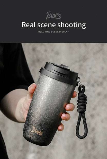 Bincoo 500Ml 304 Stainless Steel Coffee Cup Vacuum Insulated Travel Cup Gradient Color Portable Insulated Cup With Lifting Rope