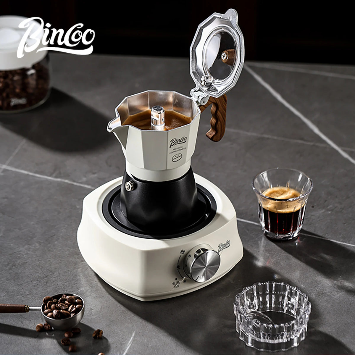 Bincoo Dual Valve Moka Pot Set , Espresso Coffee Maker, Portable Home Machine, Outdoor Use
