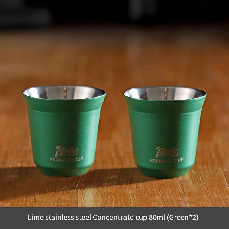 Bincoo 304 Stainless Steel Espresso Mugs 80ML Coffee Cups Insulated Double Wall Heat-insulating Safe Small Capacity Drink Cups