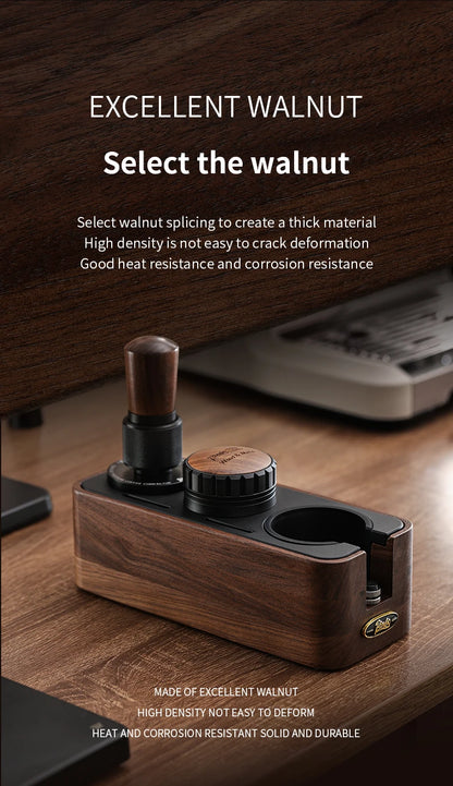 Bincoo Solid Wood Coffee Tamping Stand, Fits 51/58mm Portafilters, Espresso Distributor Base, Barista Tool