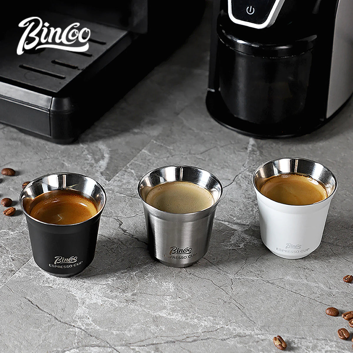 Bincoo 304 Stainless Steel Espresso Mugs 80ML Coffee Cups Insulated Double Wall Heat-insulating Safe Small Capacity Drink Cups