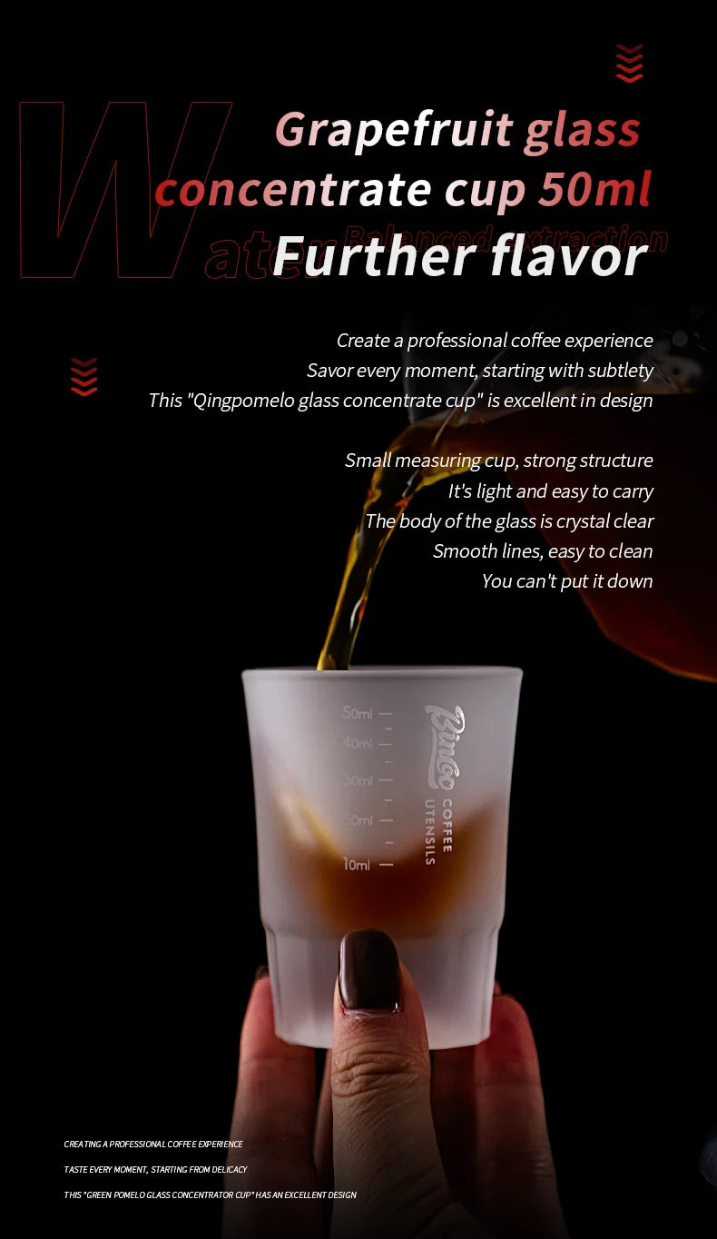 BINCOO Espresso Glass Measuring Cup 50ML Clear Shot Glasses Coffee Mugs Set Espresso Measuring Cup Tools Milk Frothing Pitcher