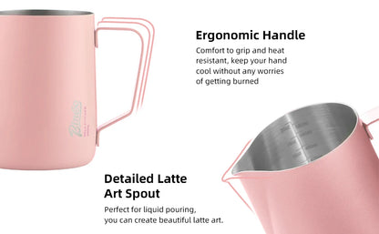 Bincoo Pointed Spout Milk Frothing Pitcher, 350ml/600ml Stainless Steel Latte Art Cup, Professional Coffee Steaming Jug