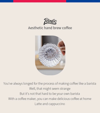 Bincoo  Basket Coffee Dripper Crystal Eye Pour Over Coffee Filter Tritan 1-2Cups Coffee Maker Flat Bottom Increase Uniformity