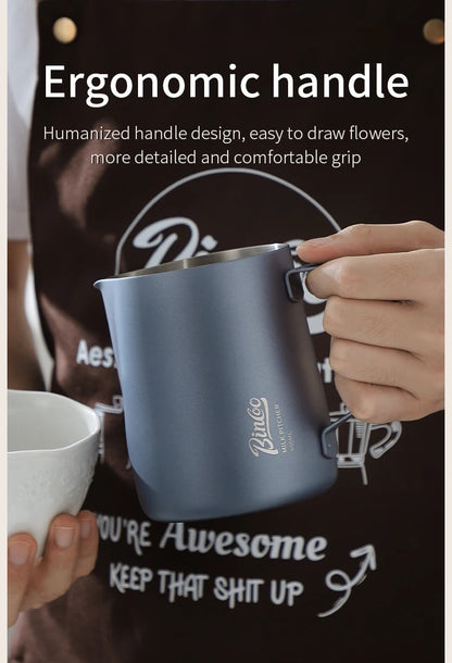 350/600ML Coffee Milk Frothing Pitcher Jug 304 Stainless Steel Precise Scale High Quality Latte Barista Professional CafeUtensil