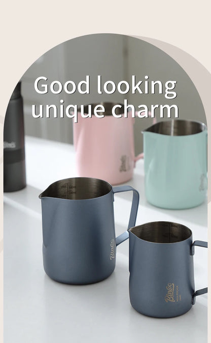 350/600ML Coffee Milk Frothing Pitcher Jug 304 Stainless Steel Precise Scale High Quality Latte Barista Professional CafeUtensil