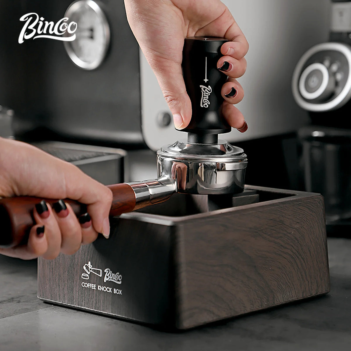 Bincoo Coffee Knock Box for Espresso Machines, Commercial Barista Pucks Disposal Bin with Handle, Home/Cafe Countertop Use