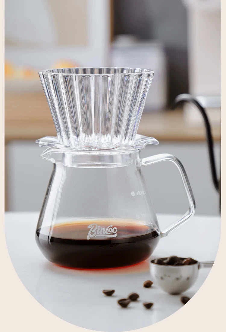 Bincoo  Basket Coffee Dripper Crystal Eye Pour Over Coffee Filter Tritan 1-2Cups Coffee Maker Flat Bottom Increase Uniformity