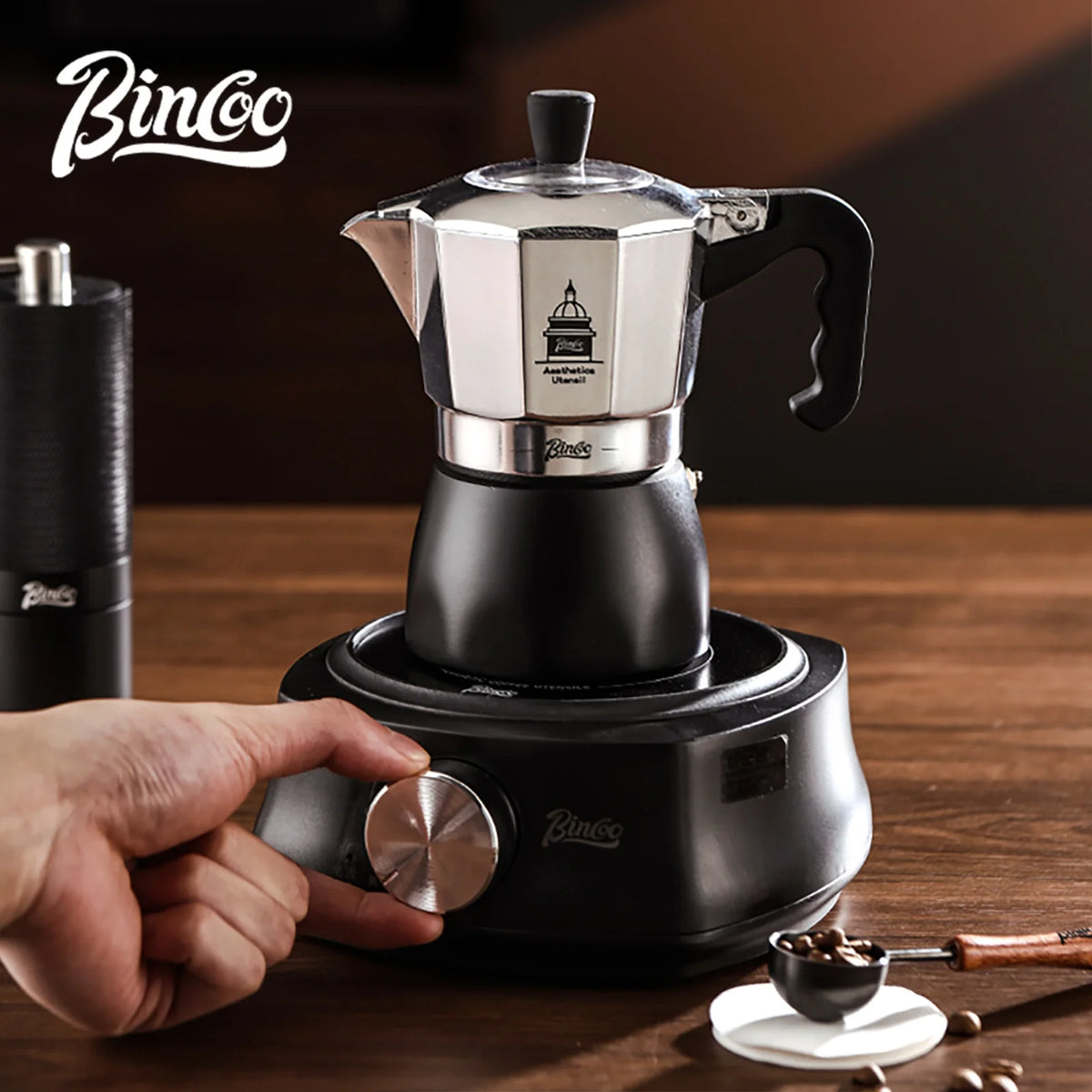 BINCOO Dual Valve Moka Pot Extraction Espresso Maker Hand Brewed Coffee Mocha Pot Italian Home Outdoor Barista Accessories