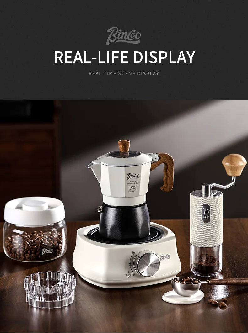 Bincoo Dual Valve Moka Pot Set , Espresso Coffee Maker, Portable Home Machine, Outdoor Use