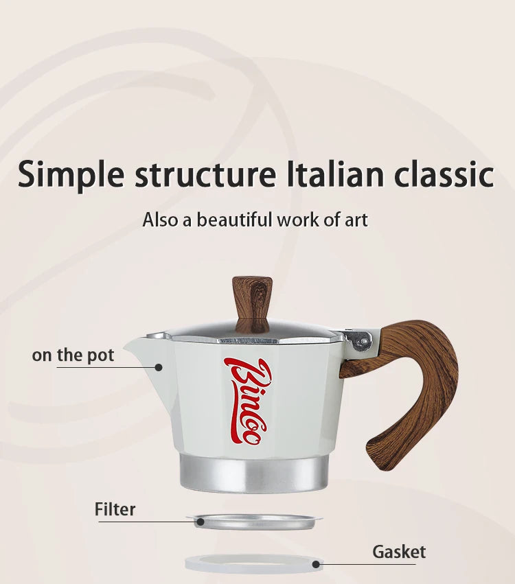 Bincoo Coffee Moka Pot Aluminum 300ml Mocha Pot Classic Italian Espresso Pot Kitchen Home Barista Coffee Machine Accessories