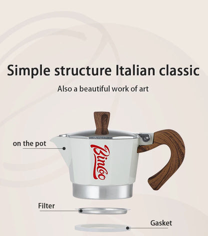 Bincoo Coffee Moka Pot Aluminum 300ml Mocha Pot Classic Italian Espresso Pot Kitchen Home Barista Coffee Machine Accessories