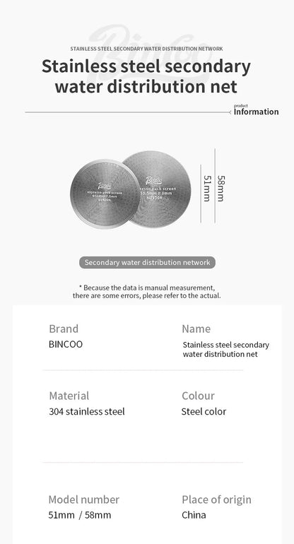 Bincoo-Stainless Steel Espresso Extraction Filter, Secondary Water Separation Net, Espresso Machine Handle, Powder Bowl