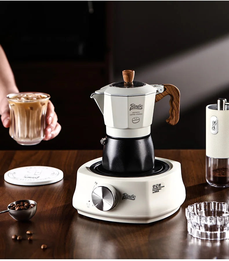 Bincoo Dual Valve Moka Pot Set , Espresso Coffee Maker, Portable Home Machine, Outdoor Use