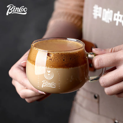 Bincoo 280ml Heat Resistant High Borosilicate Glass Mug Coffee Cup with Handle Office Tea Milk Water Cup Clear Cups Espresso mug