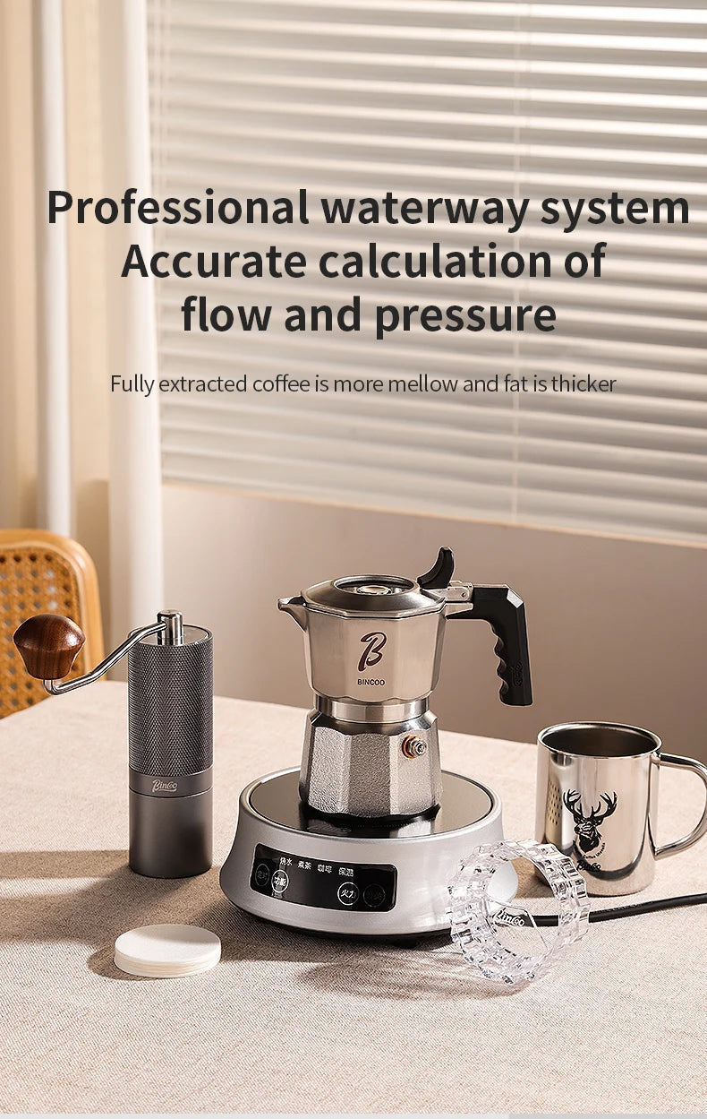 Bincoo Three Valve 316 Stainless Steel Mocha Pot Pressure Concentrating Extraction Coffee Pot Home Professional Barista Kit