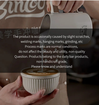 Bincoo Stainless Steel Milk Frothing Pitcher 420/520ml Cappuccino Latte Art  Jug Chic Home Barista Accessories Latte cup and jar