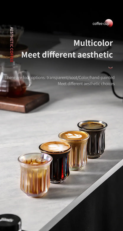 BINCOO 160ml Glass Coffee Cup Drinking Glasses for Espresso Cappuccino Latte Mug Juice Cocktails Home Kitchen Barista Glassware