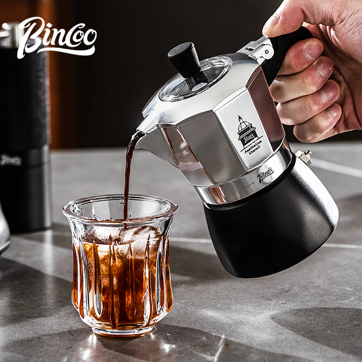 BINCOO Dual Valve Moka Pot Extraction Espresso Maker Hand Brewed Coffee Mocha Pot Italian Home Outdoor Barista Accessories