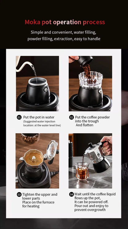 BINCOO Dual Valve Moka Pot Extraction Espresso Maker Hand Brewed Coffee Mocha Pot Italian Home Outdoor Barista Accessories