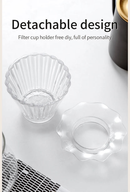 Bincoo  Basket Coffee Dripper Crystal Eye Pour Over Coffee Filter Tritan 1-2Cups Coffee Maker Flat Bottom Increase Uniformity