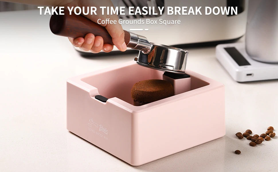 Bincoo ABS Coffee Knock Box, Square Anti-Slip Design with Silicone Base for Espresso Grounds, Home & Cafe Use
