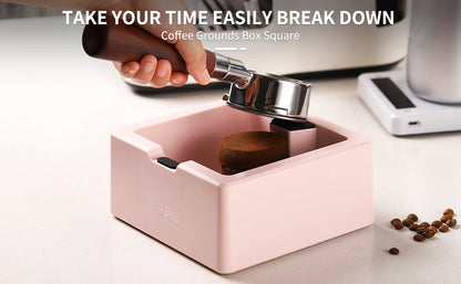 Bincoo ABS Coffee Knock Box, Square Anti-Slip Design with Silicone Base for Espresso Grounds, Home & Cafe Use