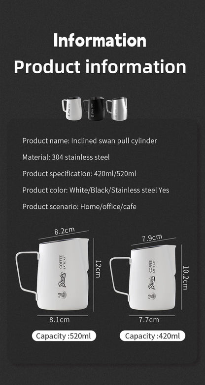 Bincoo Stainless Steel Milk Frothing Pitcher 420/520ml Cappuccino Latte Art  Jug Chic Home Barista Accessories Latte cup and jar