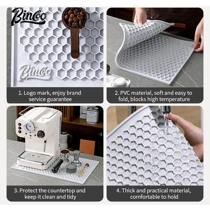 Bincoo 45x30cm Coffee Pressed Powder Mat Drain Mat Bar Mat Non-slip Tabletop Protective Mat Coffee Workbench Supporting Tools