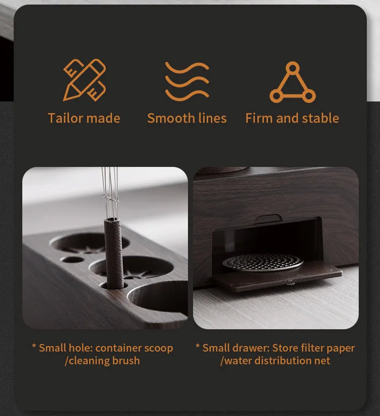 Bincoo Coffee Tamping Kit, Woodgrain 3-Piece Set with Distributor, Fits 51-58mm Portafilters