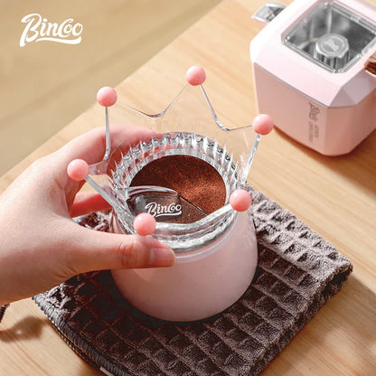 Bincoo Crown Style Coffee Distributor for Moka Pot, Powder Filling & Tamping Tool, Barista Accessory with Leveling Base
