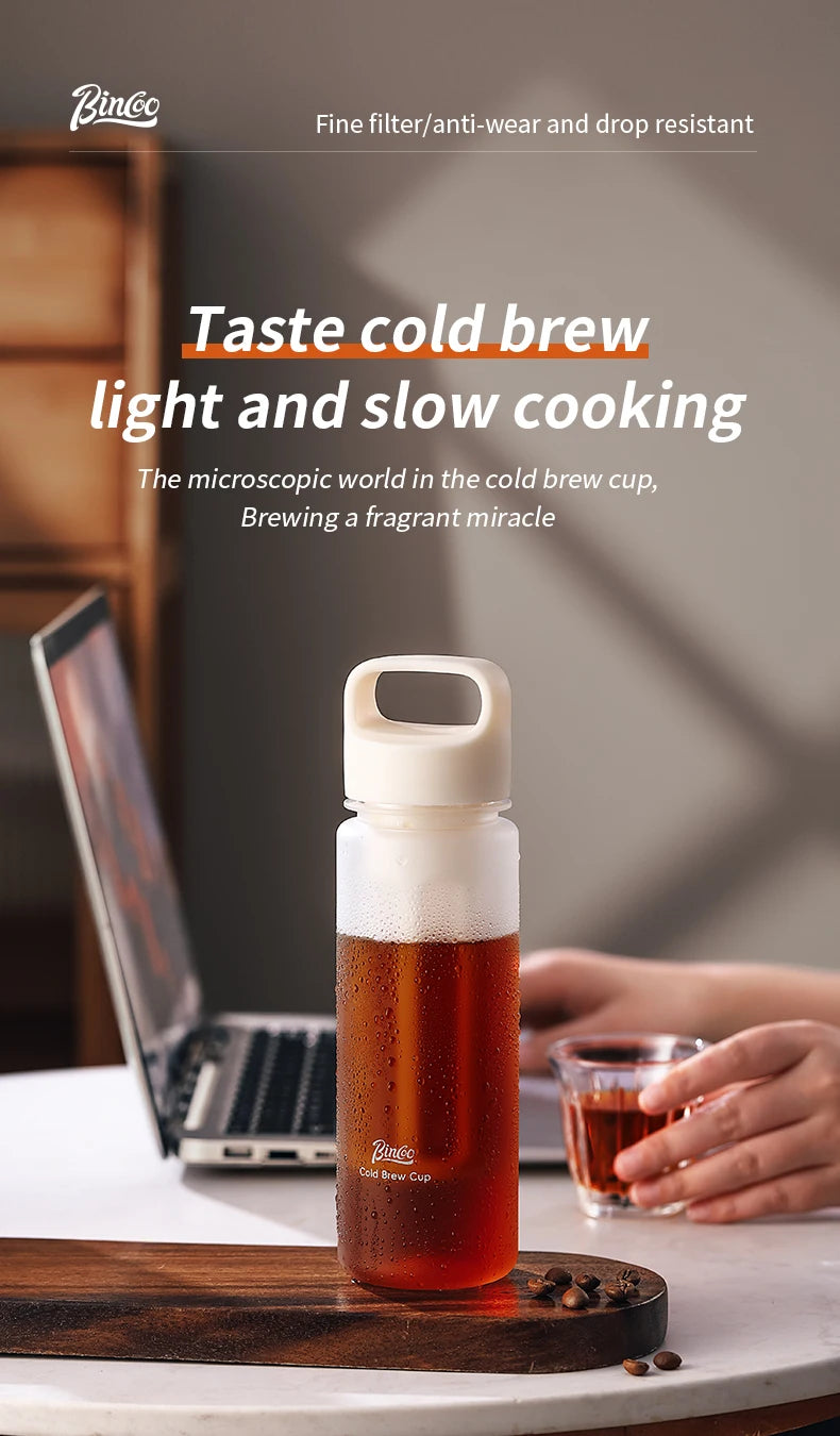 BINCOO Hand Brewed Cold Extraction Bottle Portable Cold Brew Coffee Pot Accompanying Cup Outdoor Lemon Juice Smoothie Filter Cup