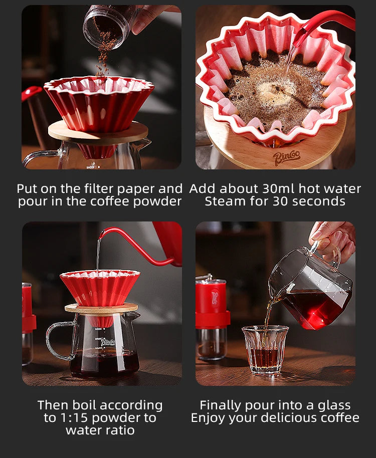 BINCOO 350ml/600ml Coffee Filter Cup Hand Brew Coffee Pot Coffee Sharing Pot Reusable Funnel Dripper Filter Coffee Utensils Set